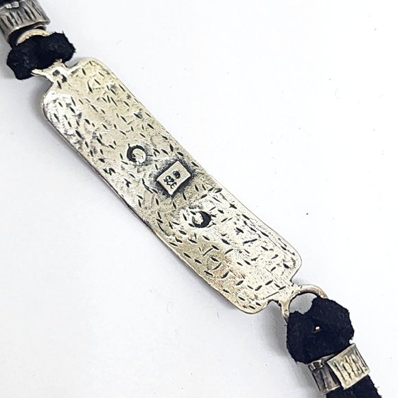 Stunning Handmade Sterling Silver Bar Black Suede Toggle Clasp Bracelet Toggle - Picture 5 of 9